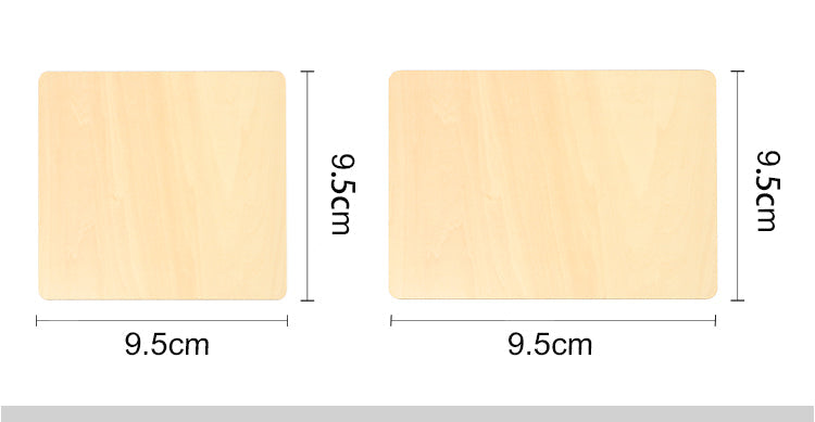 Blank wooden sublimation blanks, square and rectangular, 9.5cm, for laser engraving.
