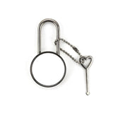 Blank metal padlock with round sublimation insert and heart-shaped key, ideal for engraving.