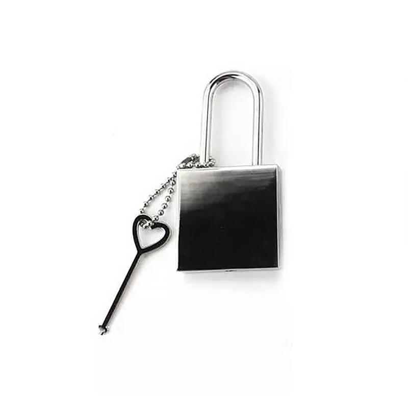 Blank metal padlock with heart-shaped key, ideal for sublimation or laser engraving projects