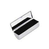Silver metal glasses case with open lid, black interior, ideal for sublimation or laser engraving