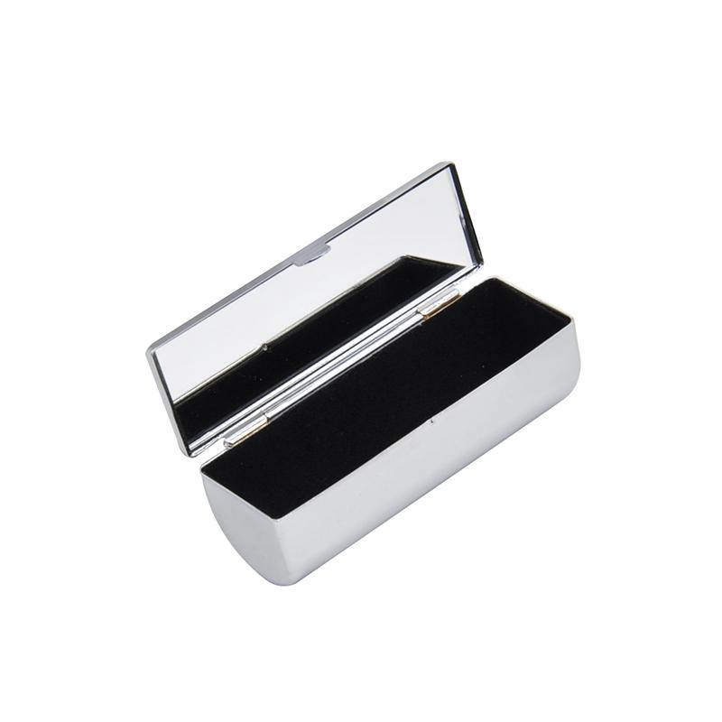 Silver metal glasses case with open lid, black interior, ideal for sublimation or laser engraving