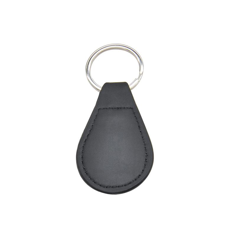 Black faux leather teardrop keyring blank for sublimation or laser engraving projects