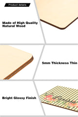 High quality natural wood blank with 5mm thickness and glossy finish for sublimation or laser engraving.