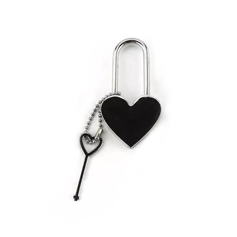 Black heart-shaped padlock with matching heart key, sublimation blank for laser engraving
