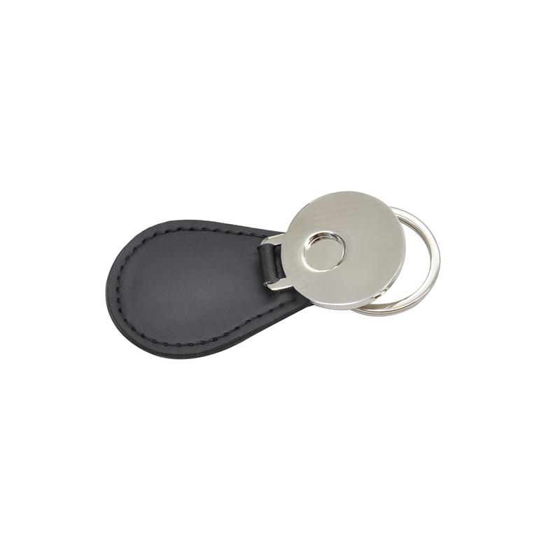 Blank metal and black leather keyring for sublimation or laser engraving personalization