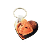 Heart-shaped sublimation keyring with custom photo print, blank for laser engraving