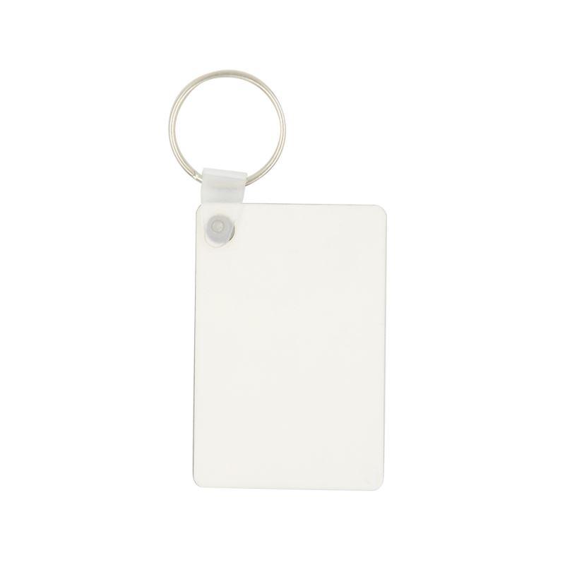 Blank rectangular keyring for sublimation and laser engraving on white background