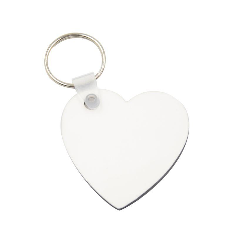 Blank white heart-shaped keyring for sublimation and laser engraving supplies