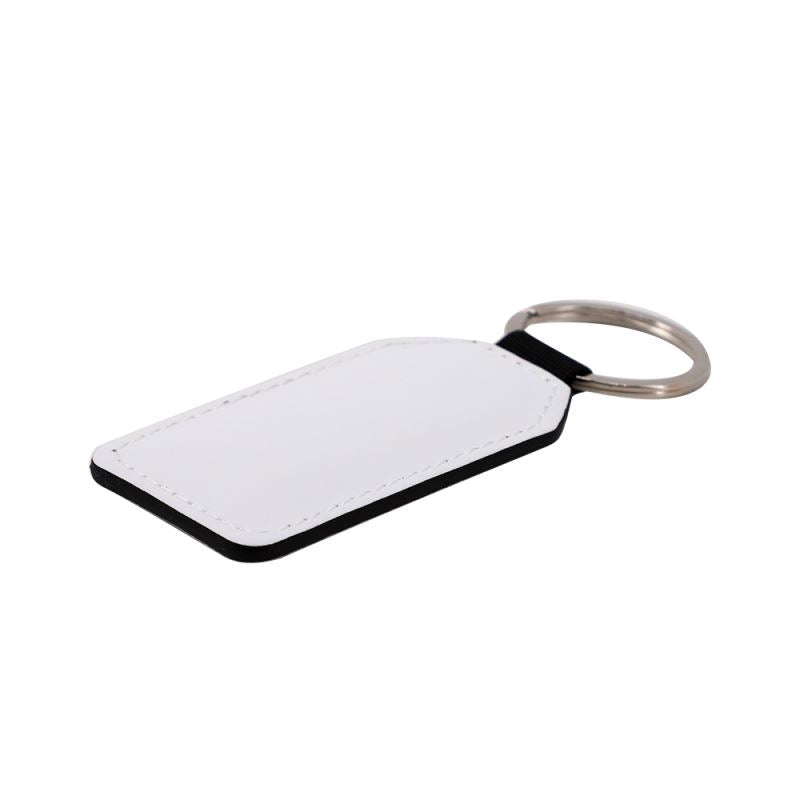 Blank white sublimation keyring tag with metal ring for laser engraving