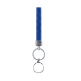 Blue leather keychain wrist strap with metal ring for sublimation or laser engraving