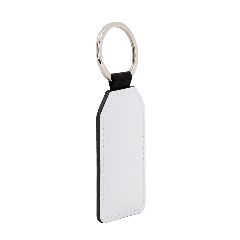 Blank rectangular keychain for sublimation and laser engraving on white background