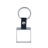Blank square metal keyring with black faux leather strap for sublimation or laser engraving