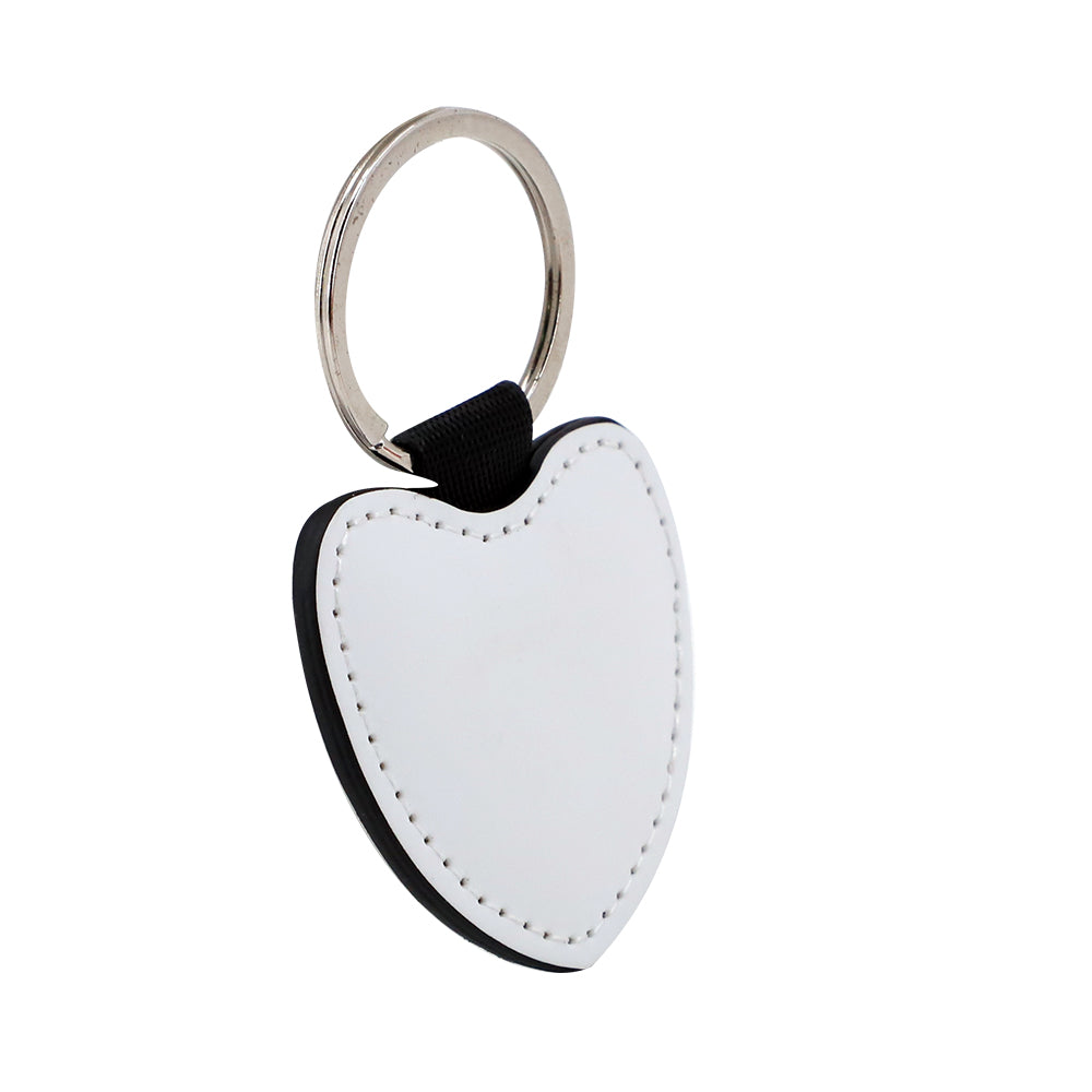 Blank white heart-shaped keyring for sublimation or laser engraving