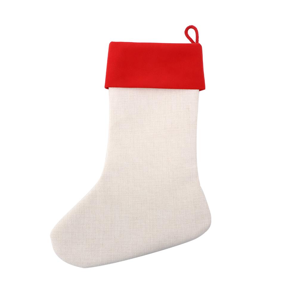 Blank sublimation Christmas stocking with red cuff for heat press or laser engraving