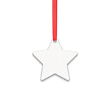 Blank star-shaped sublimation ornament with red ribbon for laser engraving or printing