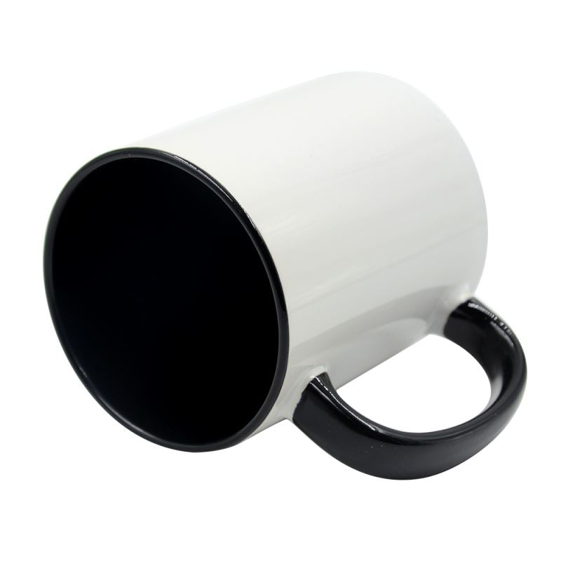 11oz white sublimation mug blank with black inner and handle for printing or laser engraving