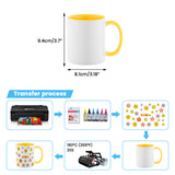 Sublimation process for 11oz Inner and Handle Colour Mug-Yellow showing printing steps, ideal for DIY personalized mugs and custom drinkware.