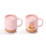 Side-by-side view of matte pink 13oz sublimation mugs, one blank and one customized with colorful design, showcasing personalization potential.