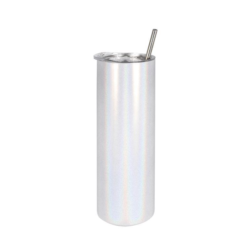 Stainless Steel Tumbler 20oz  - Rainbow Sparkle White