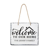 Blank sublimation slate hanging sign for laser engraving with rope, home welcome design