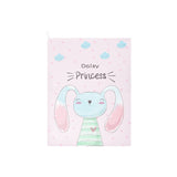 Sublimation blank cloth with cute pastel bunny, text 'Daisy Princess' and pink heart pattern