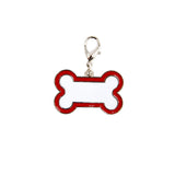 Blank bone-shaped dog tag pendant with red border for sublimation or laser engraving