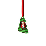 Sublimation blank Christmas tree ornament with green stripes and photo insert for laser engraving
