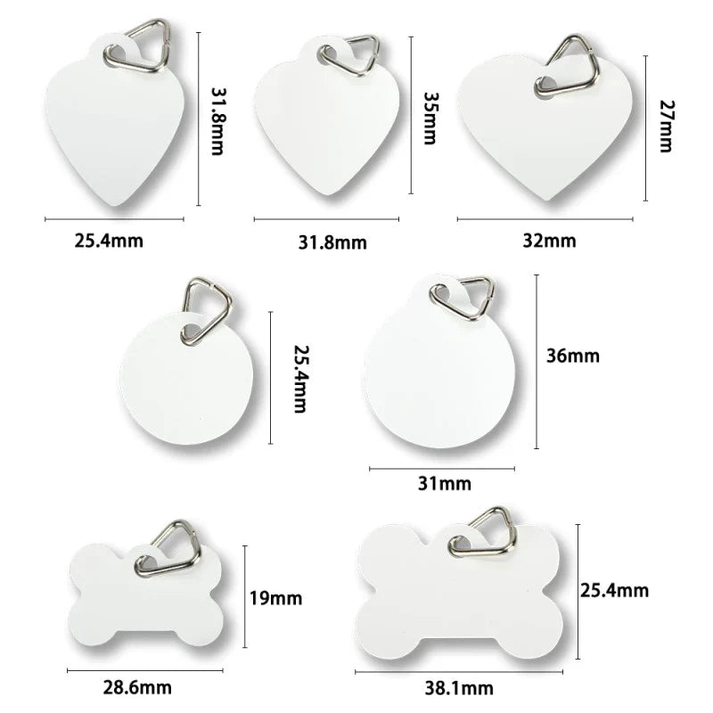 sublimation Double Side Printable Aluminium Pet Tag Bone Shape