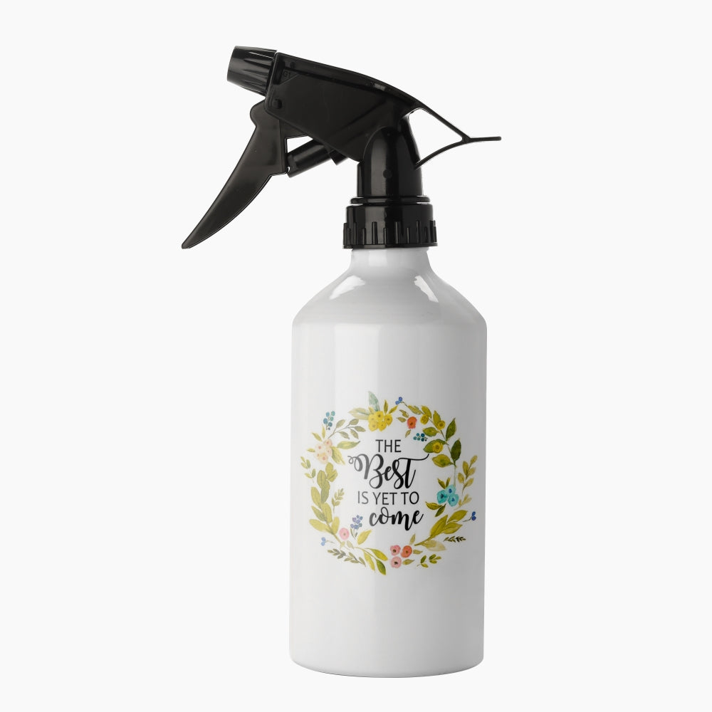400ml sublimation spray bottle with floral wreath and 'The Best Is Yet To Come' text, for crafts