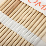 Closeup of blank wooden pencils in a canvas case for sublimation or laser engraving