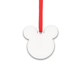 Blank sublimation ornament in mouse head shape with red ribbon for laser engraving