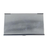 Silver metal business card holder with textured pattern, ideal for sublimation or laser engraving