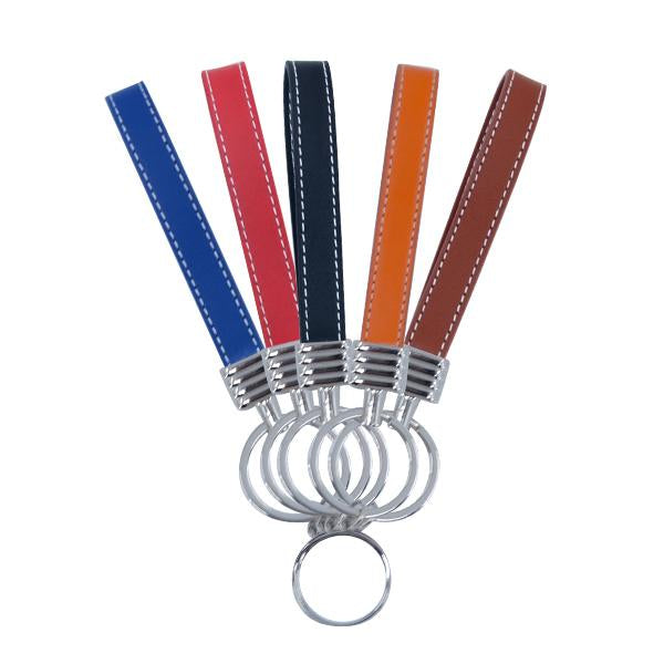 Assorted colored leather keyring loops with metal rings for sublimation or laser engraving