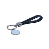 Blank leather strap keyring with round metal sublimation insert for laser engraving