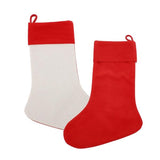 Red blank Christmas stockings for sublimation or laser engraving, perfect for personalization