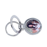 Round silver photo keyring blank with hinged opening, ideal for sublimation or laser engraving.