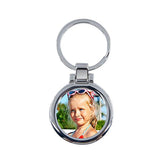 Blank metal sublimation keyring with custom photo insert, ideal for laser engraving
