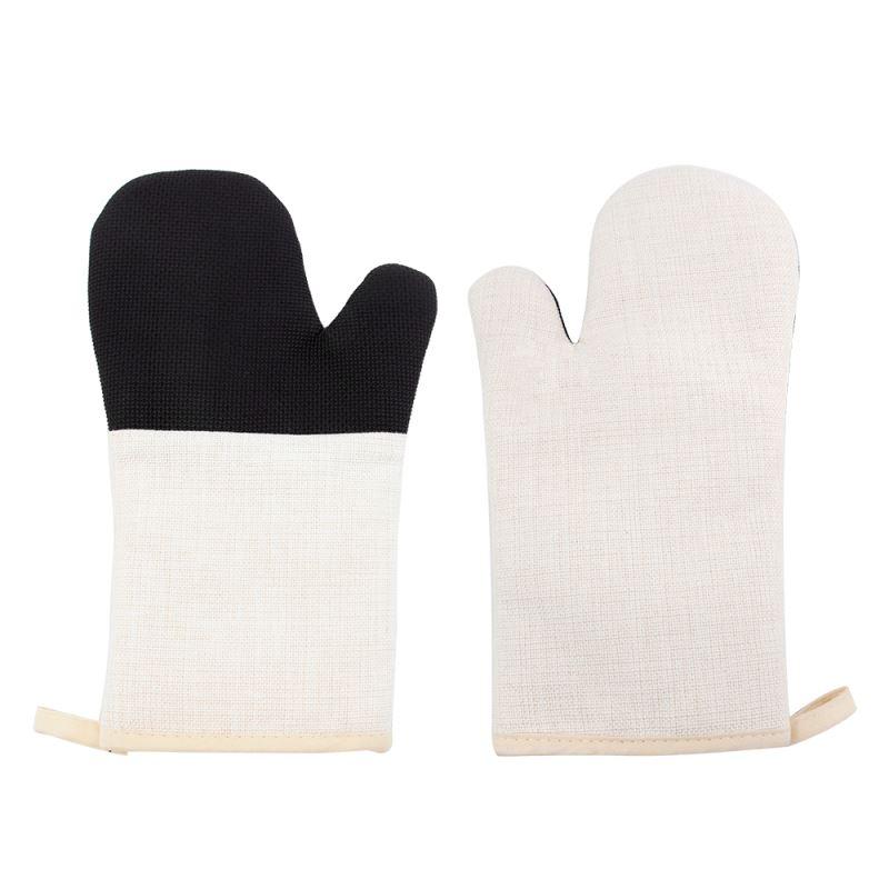blank sublimation oven mitts with black and white design, heat resistant, for custom printing