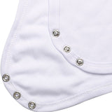 White sublimation blank baby bodysuit with metal snap fasteners for printing or engraving