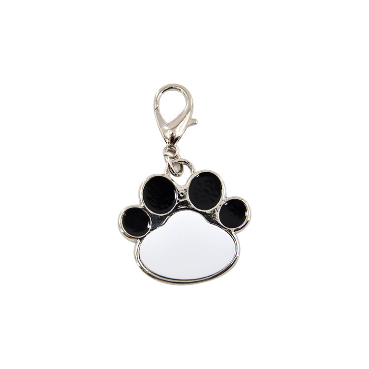 Blank paw print pet tag for sublimation and laser engraving with lobster clasp