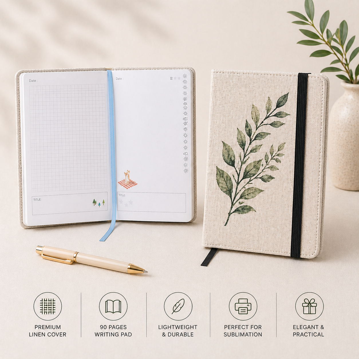 Linen Notepad A6 - Plain paper