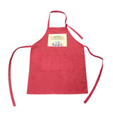 Red adult apron with front pocket and sublimation panel for custom printing