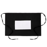 Black adult waist apron with white front pocket, ideal for sublimation or laser engraving.