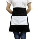 Black waist apron with large white front pocket, ideal for sublimation or laser engraving