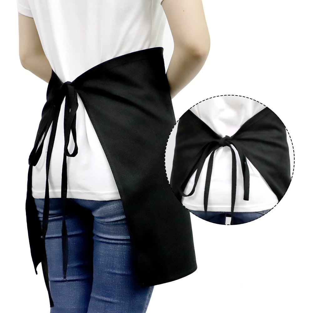 Black adult waist apron with pocket, tie-back, ideal for sublimation or laser engraving