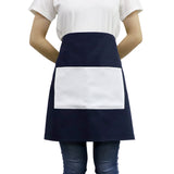 Blue adult waist apron with large white sublimation pocket, ideal for laser engraving and customization.
