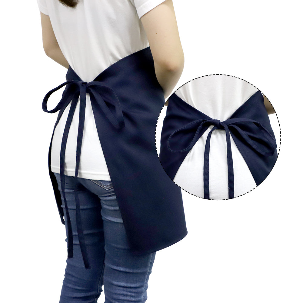 Adult blue waist apron with pocket, ideal for sublimation and laser engraving, tied at back