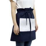 Adult navy blue waist apron with white front pocket, ideal for sublimation or laser engraving