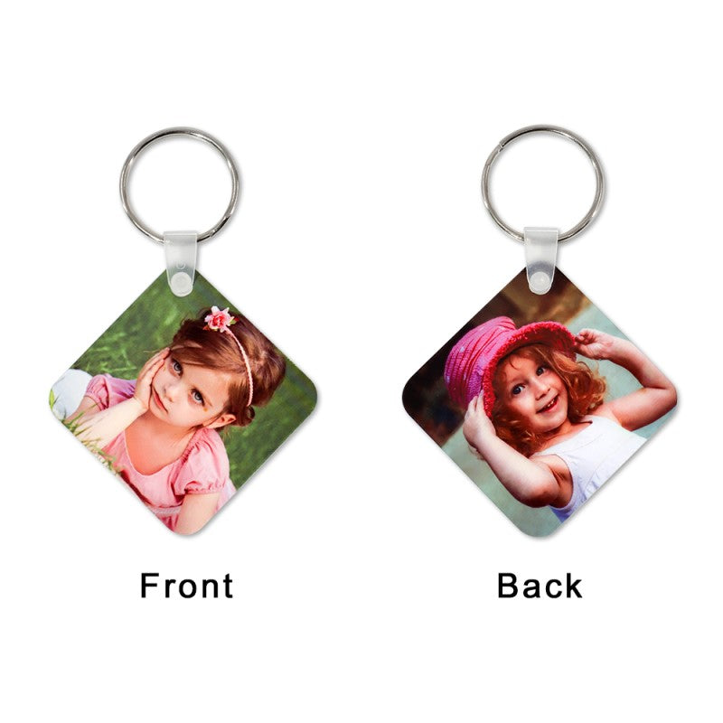 Double-sided aluminium square keyring blanks for sublimation and laser engraving, 50mm