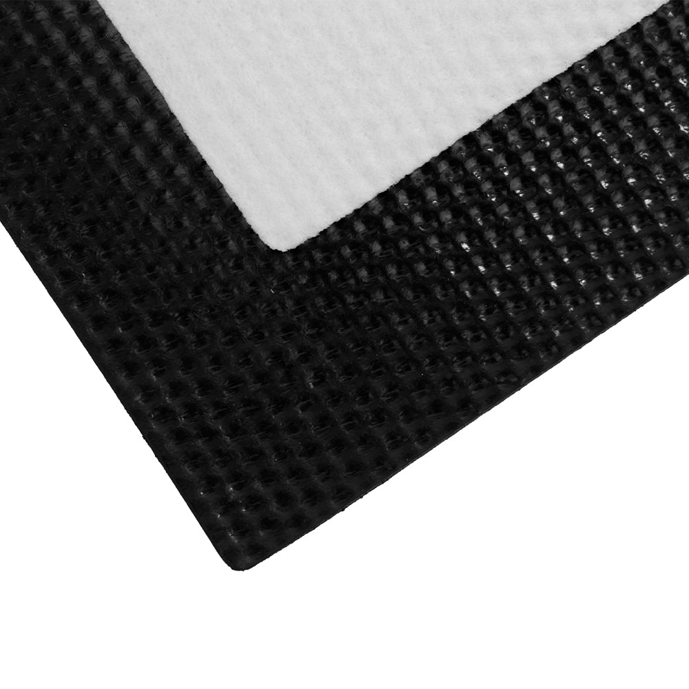 Close-up of blank sublimation bar runner with non-slip black rubber backing